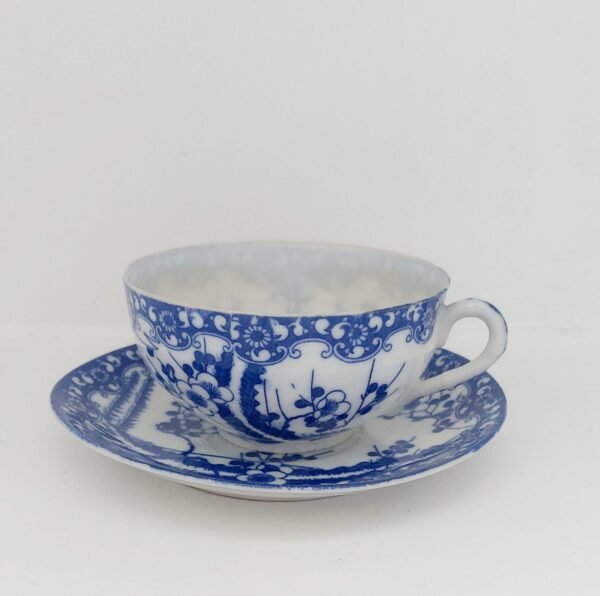 Blue and White Porcelain Tea Cup and Saucer