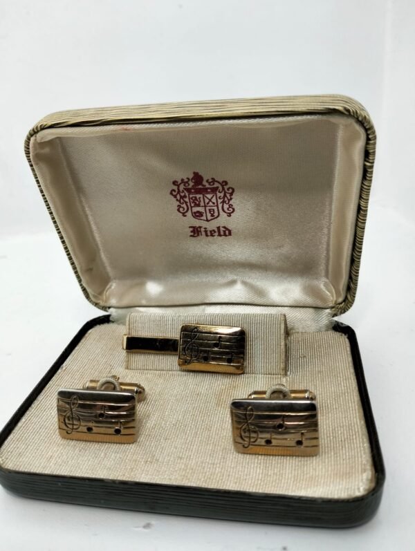 Cuff link and Tie pin set Gold Tone