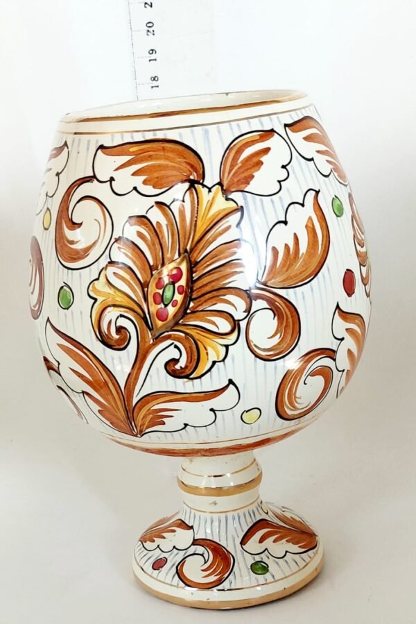 Large Majolica Goblet Style Vase 2