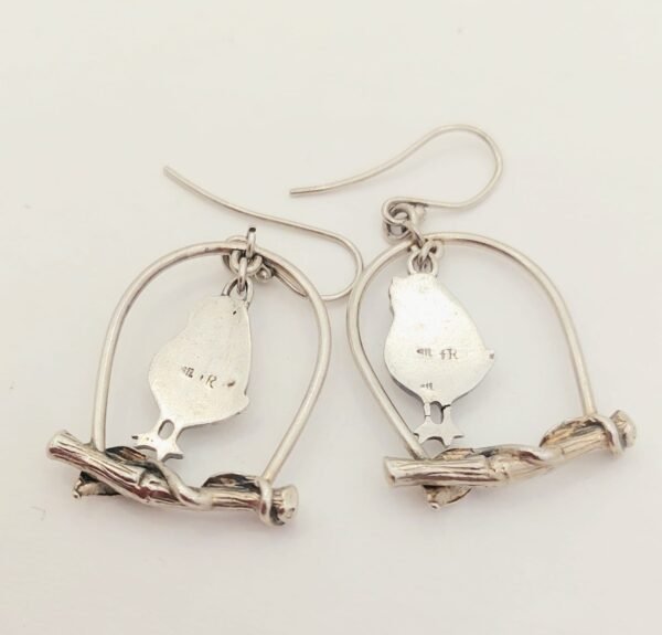 Silver Birdcase Earrings