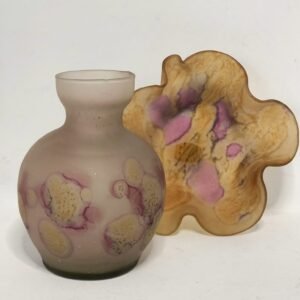 Rueven Hand Painted Nouveau art glass bowl and vase
