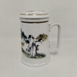Vintage Oriental Tea Mugs With Infuser and Lid