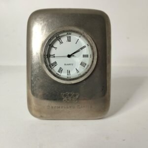 Silver Metal Desk Quartz Clock or Paperweight