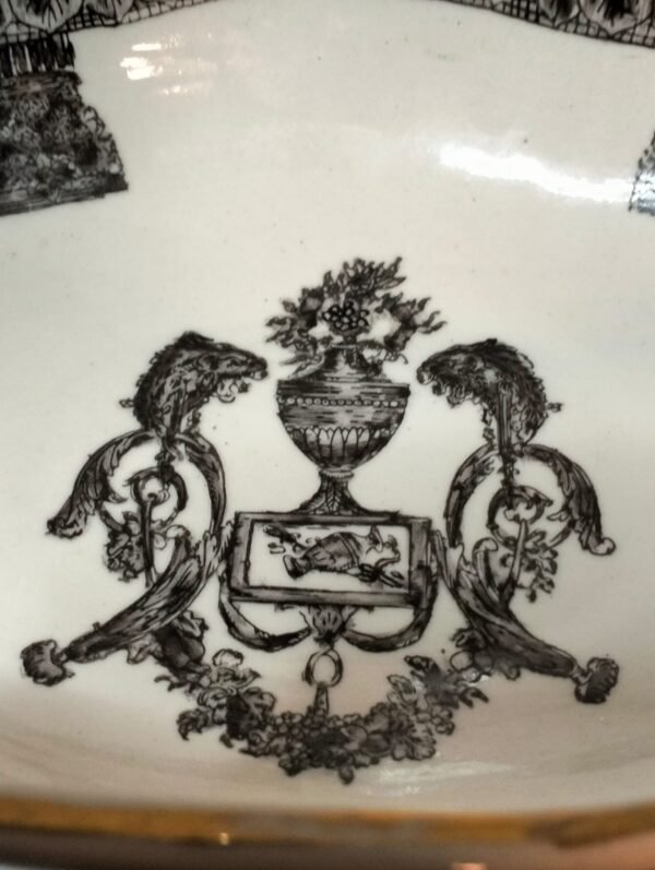 Vintage Black and white Chinese pedestal bowl
