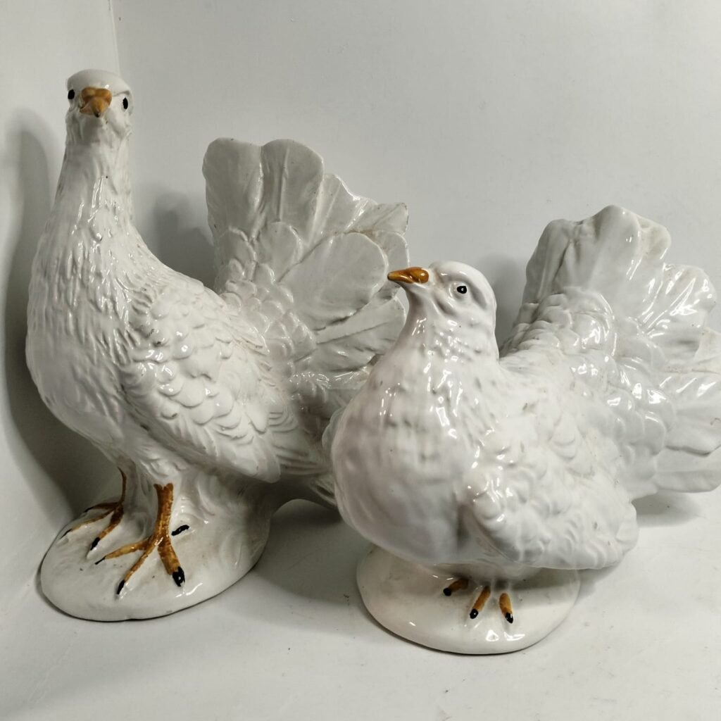 White Ceramic Fantail Dove Figurines - Overstrand Hospice