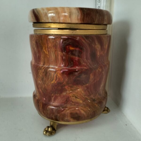 Vintage Italian Brown Onyx lidded jar