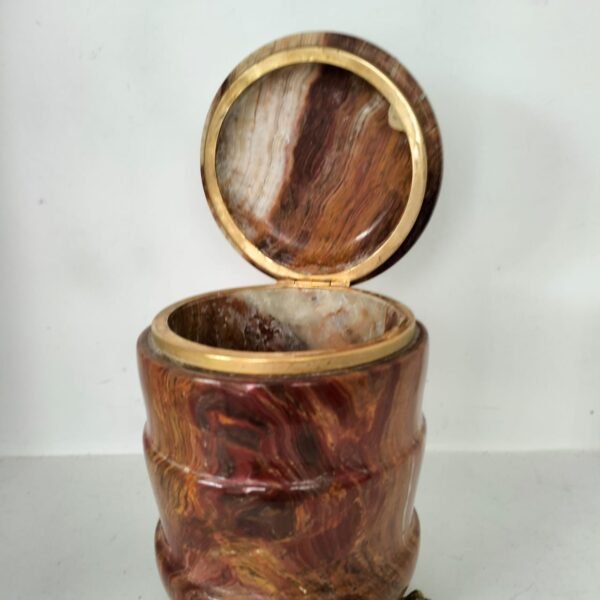 Vintage Italian Brown Onyx lidded jar