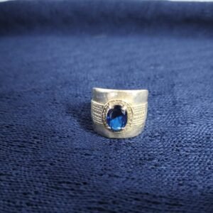 Unique Sterling Silver Ring with Blue Paste