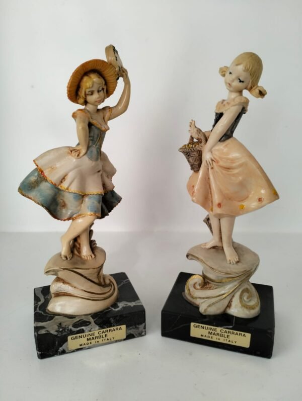 Vintage Italian figurines on Carrara marble bases