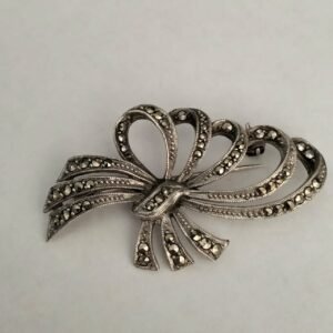 Vintage Sterling Silver Marcasite Brooch