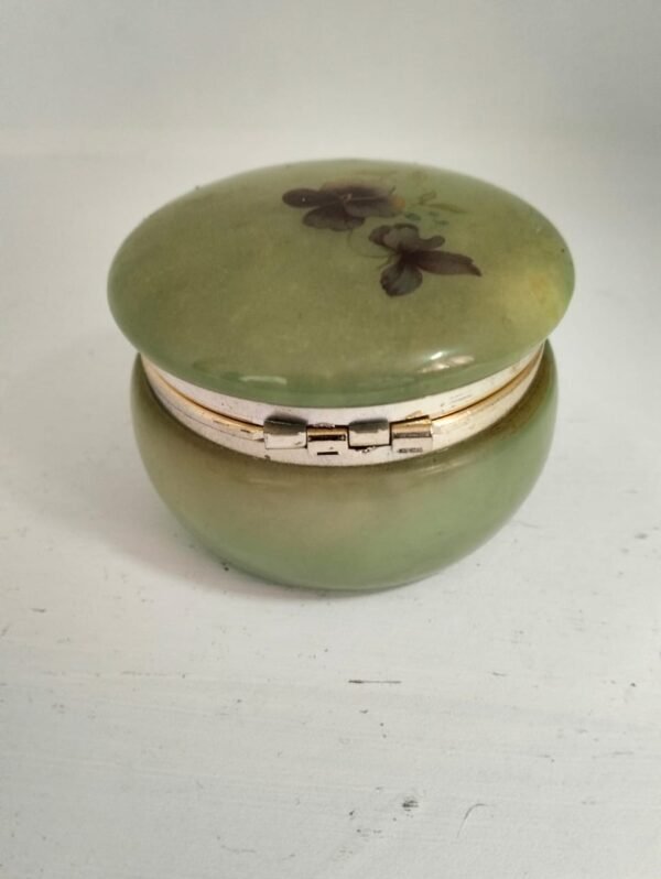 Vintage Alabaster Hand Carved Trinket Box