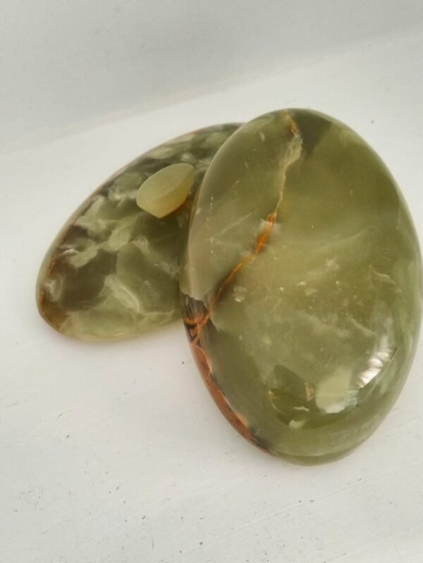 Vintage Oval Green Onyx Trinket Dish