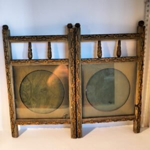 Antique wooden double picture frame