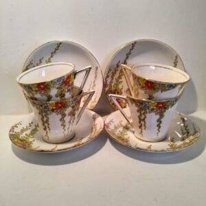 Vintage Art Deco BELL Fine Bone China Tea Trios