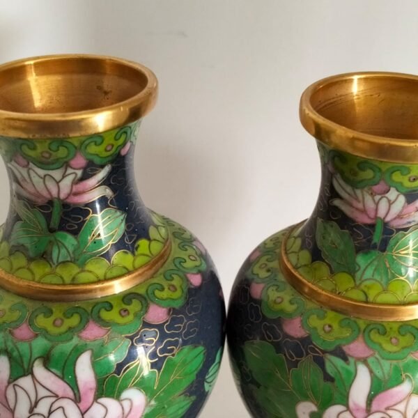 2 x Cloisonne Bud Vases and Stands1