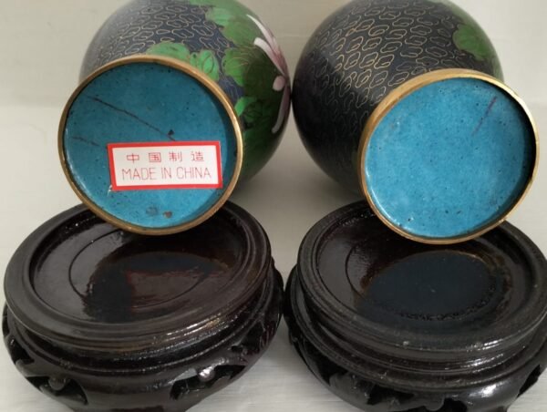 2 x Cloisonne Bud Vases and Stands8