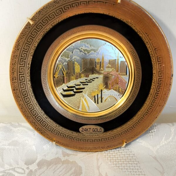 Japanese 24 ct Gold Edged Chokin Souvenir Plate