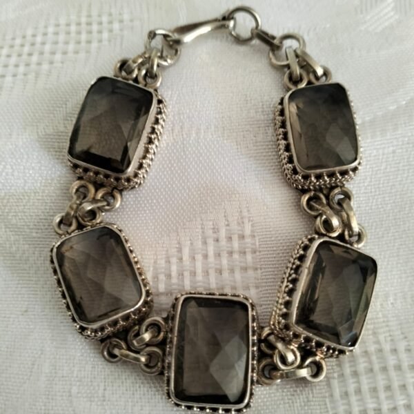 Sterling silver bracelet with Smokey stones