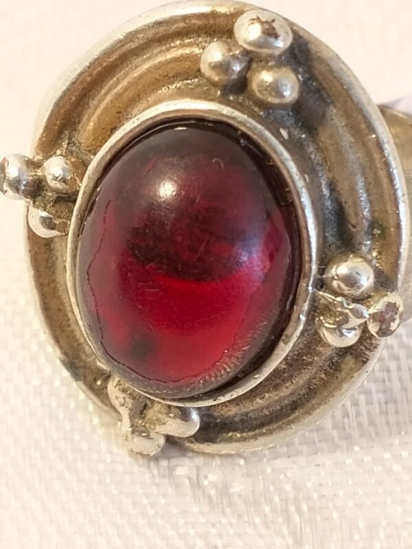 Sterling silver ring with red stone