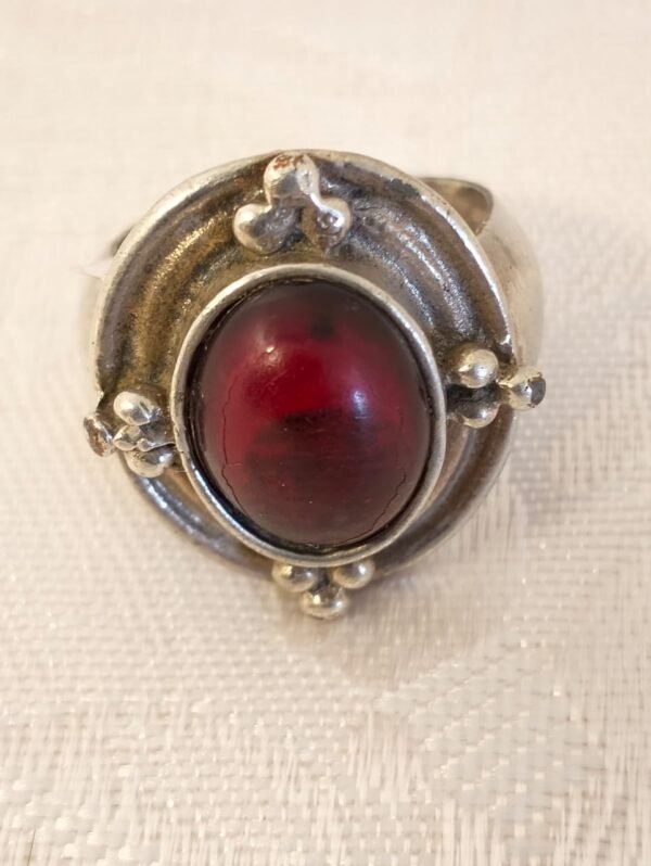 Sterling silver ring with red stone