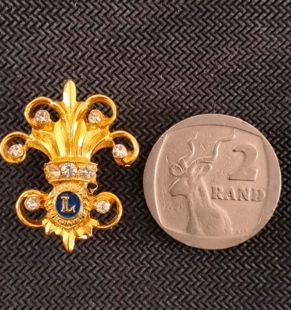 Vintage Ladies Lion's Club International Fleur de Lis Pin Gold Tone - Image 2