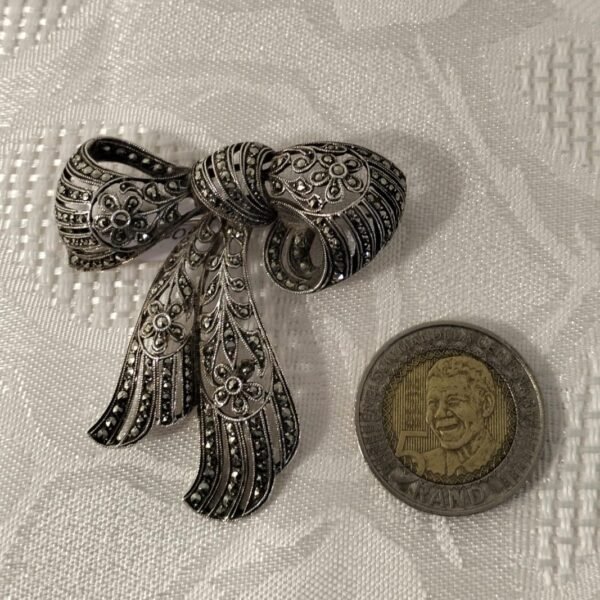 Vintage Sterling silver marcasite Brooch - Image 2
