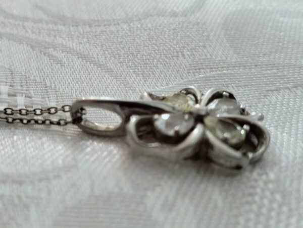 Sterling Silver Necklace with a Crystal and Yellow Crystal Flower Pendant - Image 5