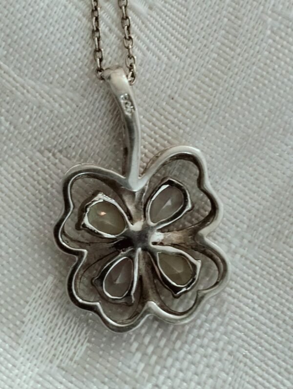 Sterling Silver Necklace with a Crystal and Yellow Crystal Flower Pendant - Image 4