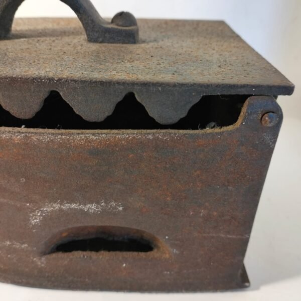 Antique Coal Iron with Wooden Handle - Image 2