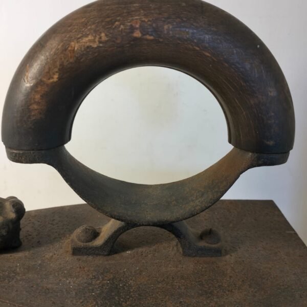 Antique Coal Iron with Wooden Handle - Image 3