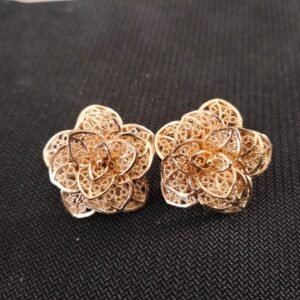 Vintage Filigree Lotus Flower Butterfly earrings