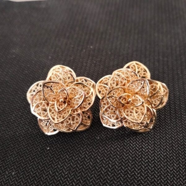 Vintage Filigree Lotus Flower Butterfly earrings