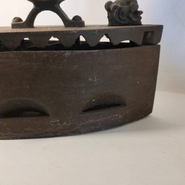 Antique Coal Iron with Wooden Handle - Image 4