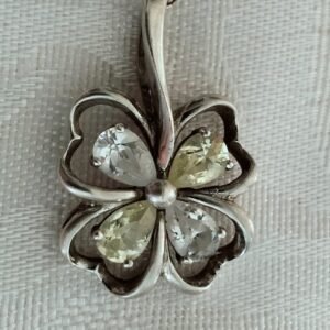 Sterling Silver Necklace with a Crystal and Yellow Crystal Flower Pendant