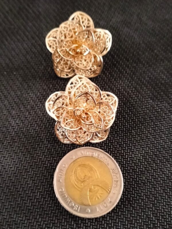 Unique Vintage Filigree Lotus Flower Butterfly earrings - Image 3