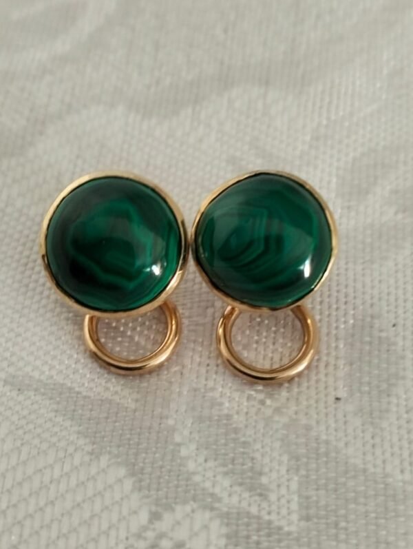 Vintage 14ct Gold and Malachite Clip on Earrings