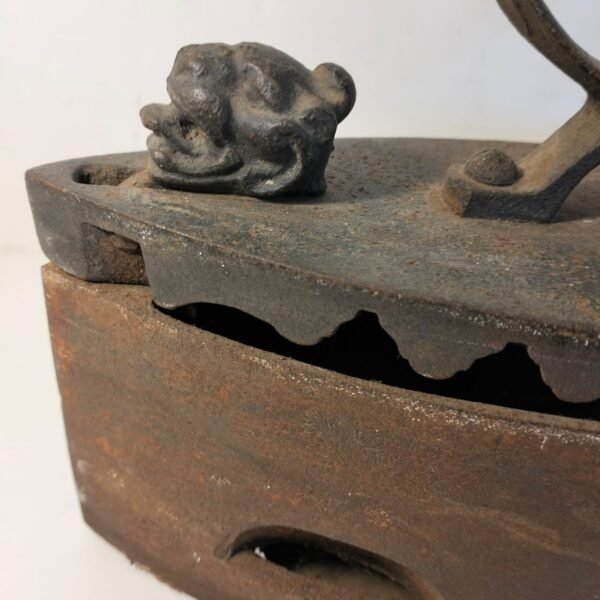 Antique Coal Iron with Wooden Handle - Image 5