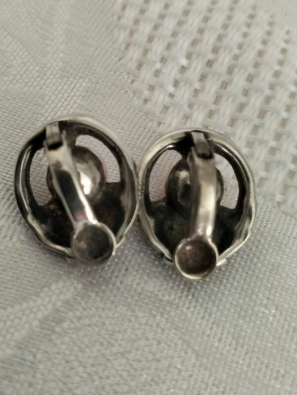 Attractive Vintage Marcasite Pink Fresh Water Pearl earrings - Image 3