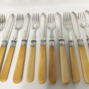 Antique Walker and Hall Silver Plated Fish Knives and Forks