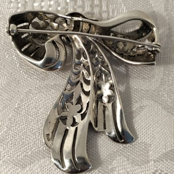 Vintage Sterling silver marcasite Brooch - Image 4
