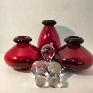 Vintage Art Glass Bottles with Clear Stoppers