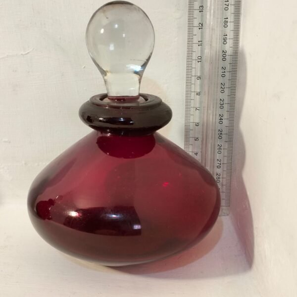Vintage Art Glass Bottles with Clear Stoppers - Image 2