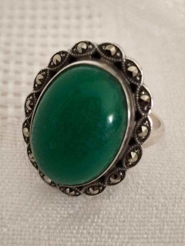 Sterling Silver Green Agate Ring