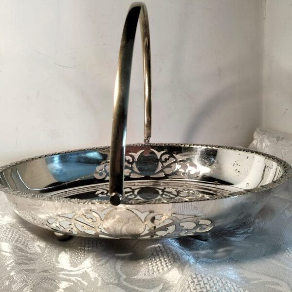 Vintage Silver Plated EPNS Footed Oval Basket