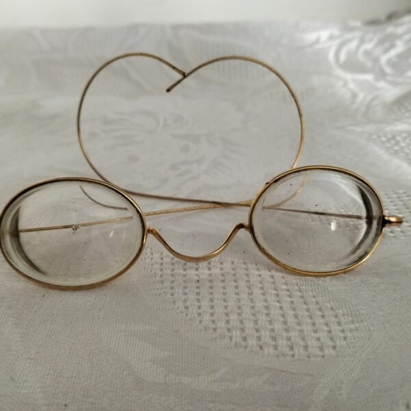 Rare Antique Wire Rim Gold Plated Reading Glasses - Image 3