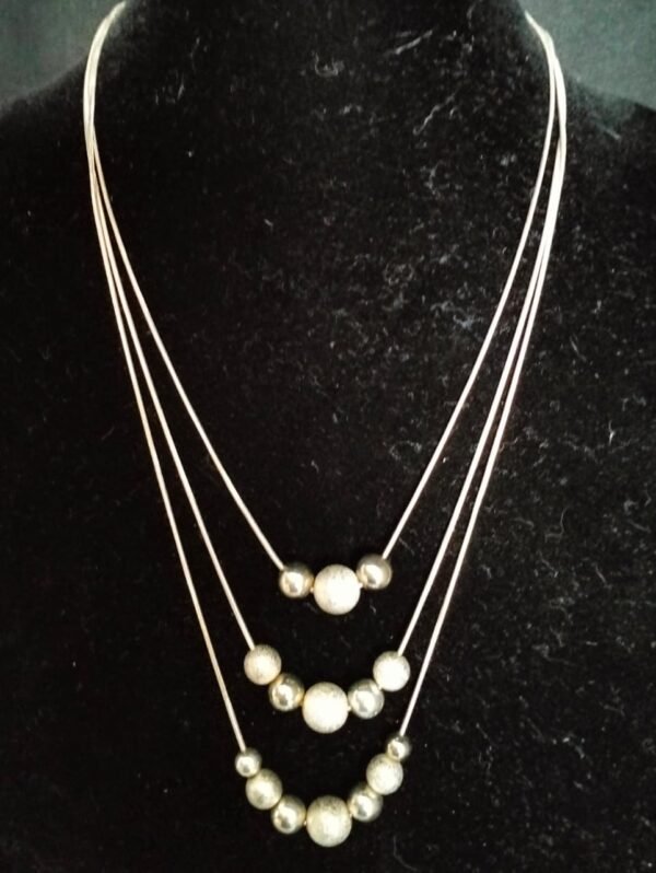 925 Silver Three String Ball Necklace
