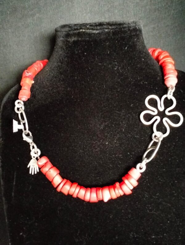 Exquisite Sterling Silver Coral Necklace and Bracelet Set - Image 7