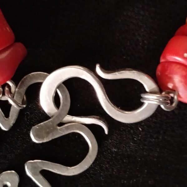 Exquisite Sterling Silver Coral Necklace and Bracelet Set - Image 5