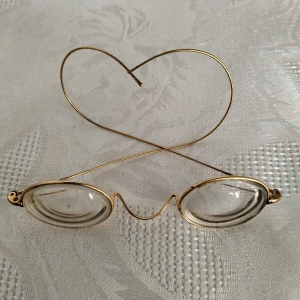 Rare Antique Wire Rim Gold Plated Reading Glasses - Image 2
