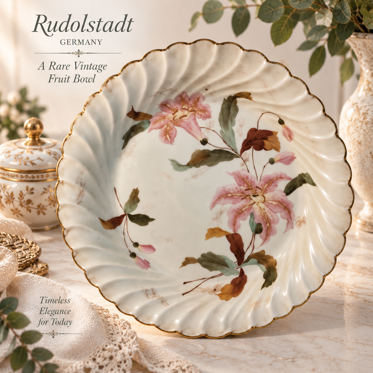 Rare Vintage German Rudolstadt Fruit Bowl 1 Rare Vintage German Rudolstadt Fruit Bowl